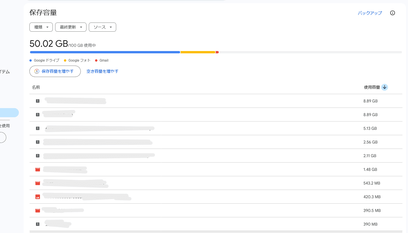 Google Driveの容量画像